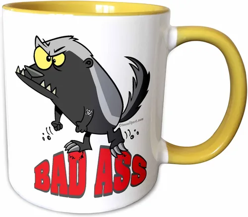 Miniatura 8 de 3dRose Badass Bad Ass Honey Badger - Taza de dos tonos, 11 onzas, rojo/blanco 2-Rojo/Blanco