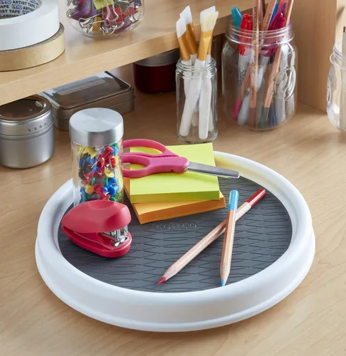 Miniatura 8 de Copco 5234754 Plato Giratorio Lazy Susan Antideslizante para Despensa, 12 Pulgadas, Blanco/Aguamarina
