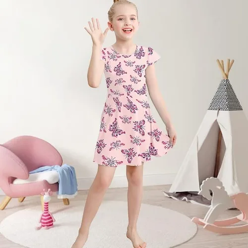 Miniatura 2 de V.&GRIN Vestido de niña suave de manga larga floral twirly casual y vestido de fiesta para niños pequeños de 2 a 8 años