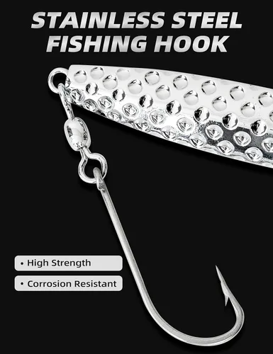 Miniatura 4 de BLUEWING Hammered Diamond Jig - Señuelos de pesca para agua salada de 3 onzas, 5 onzas, 8 onzas, 10 onzas, 12 onzas, 16 onzas, hundimiento de mar