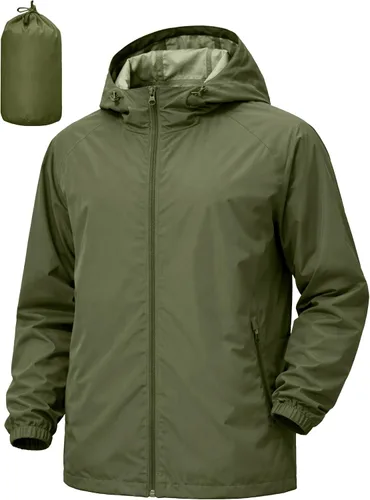Miniatura 9 de Chaqueta impermeable para hombre, rompevientos, impermeable, para ciclismo, correr, senderismo, con capucha, ligera, plegable