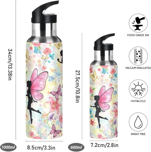 Miniatura 2 de Butterfly Wings Stainless Steel Vacuum Insulated Water Bottle 20 Oz Leakproof Water Bottles, BPA-Free Sport Water Bottle Insulated