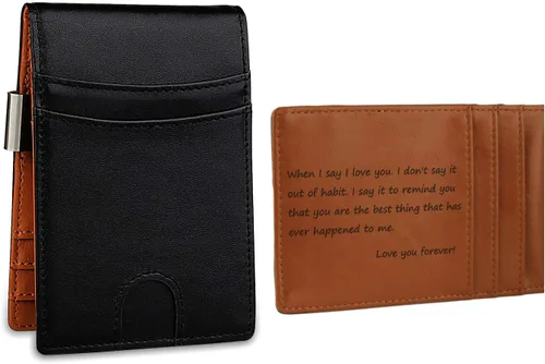 Cartera de cuero personalizada con clip para dinero, regalos perfectos para hombres, regalos para marido, regalos para hijo, regalos para papá,