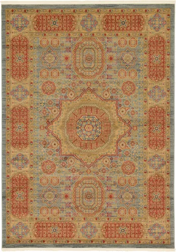 Miniatura 28 de Unique Loom Palace Collection - Alfombra bohemia tradicional, medallón, vintage (2 pies x 3 pies, rectangular, azul claro/bronceado)