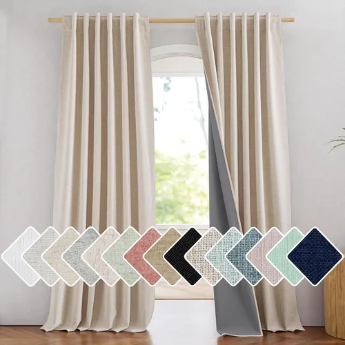 Miniatura 35 de NICETOWN Cortinas 100% opacas de 63 pulgadas de largo, 2 paneles de cortinas cortas con aislamiento térmico con forro para dormitorio, cortinas