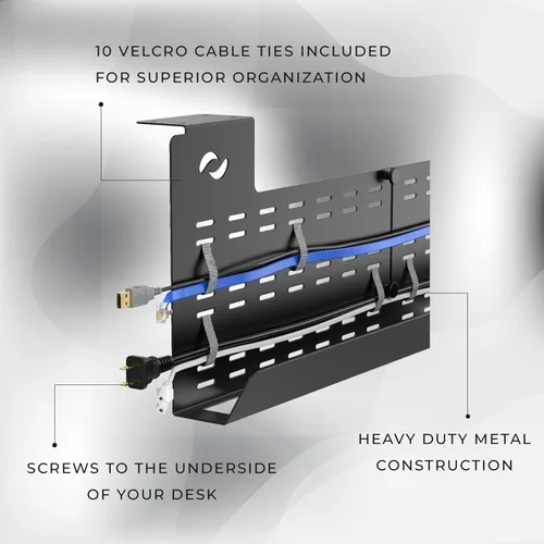Miniatura 2 de HumanCentric Bandeja para organizar cables debajo del escritorio y canaleta de cables de computadora, organizador de cables debajo del escritorio
