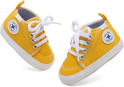 Miniatura 5 de Baby Girls Boys Shoes Soft Anti-Slip Sole Newborn First Walkers High Top Canvas Denim Unisex Infant Sneaker