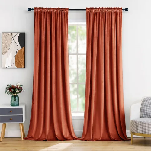 Miniatura 39 de MIULEE - Juego de 2 paneles de cortinas negro opacas y térmicas de terciopelo para la sala de estar y dormitorio, con bolsillo para cortinero, de 63