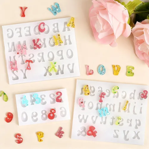 Miniatura 5 de 3 moldes de silicona para letras, moldes antiadherentes para fondant de números y letras para chocolate, dulces, decoración de pasteles, decoración