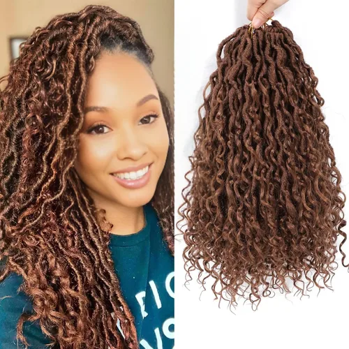 Miniatura 108 de Alicoco Goddess Locs Cabello de Ganchillo 12 Pulgadas 8 Paquetes Rastas Sintéticas de Ganchillo Para Mujeres Rastas Suaves Boho Pre-enrolladas River