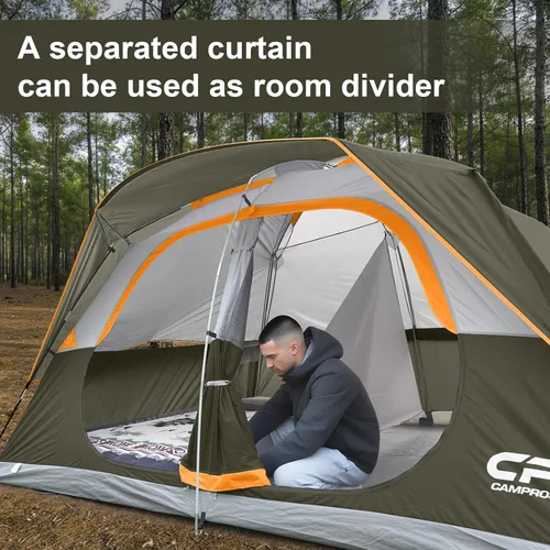 Miniatura 6 de CAMPROS CP Upgraded 6/8 Person Camping Tents, Waterproof Windproof Family Tent with Larger Mesh Windows & Door, Double Layer, Easy Set Up, Oliva-8