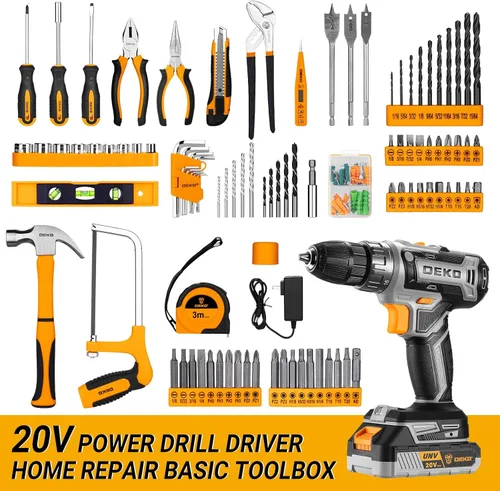 Miniatura 2 de Kit de Herramientas de Taladro Inalámbrico: Caja de Herramientas de Taladro Eléctrico de 20V con Batería Taladro Conductor Eléctrico para Hombres