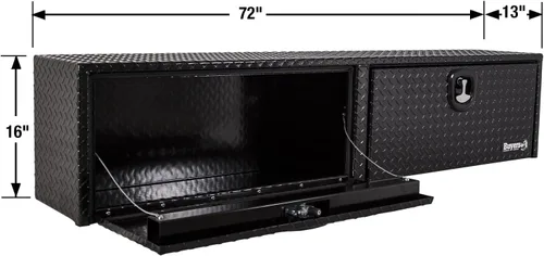 Miniatura 2 de Buyers Products 1721551 - Caja de camión de aluminio negro con tracción en diamante y tapa superior con puerta abatible, 72 x 13 x 16 pulgadas