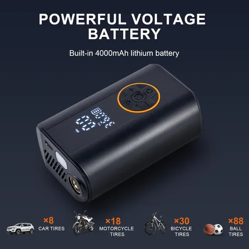 Miniatura 3 de Inflador de neumáticos, compresor de aire portátil, bomba de aire inalámbrica de 150 PSI para neumáticos de automóvil con medidor de presión