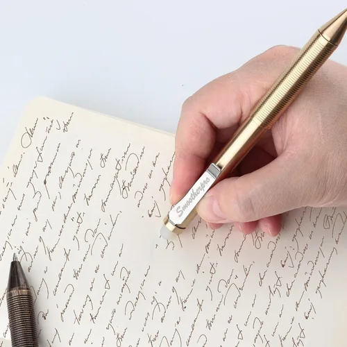 Miniatura 7 de SMOOTHERPRO Erasable Solid Brass Bolt Action Pen,Weighted Heavy Pen Compatible with Pilot FriXion Refill,Durable Pen Clip for EDC Pocket Business