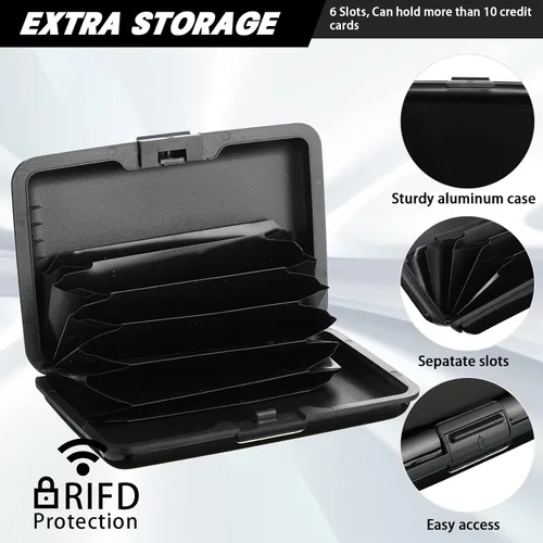 Miniatura 3 de 12 piezas de bloqueo RFID para tarjetas de crédito, mini cartera delgada de aluminio de metal, protector de tarjeta de crédito, funda rígida