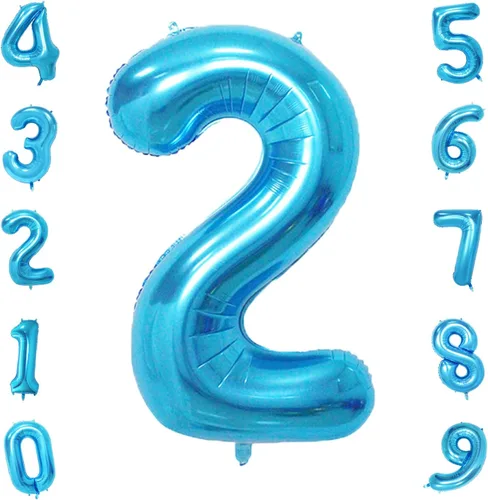 Miniatura 12 de Globos de números azul claro de 40 pulgadas, globos de aluminio de Mylar con helio para cumpleaños, globo número 6 para decoración de fiestas