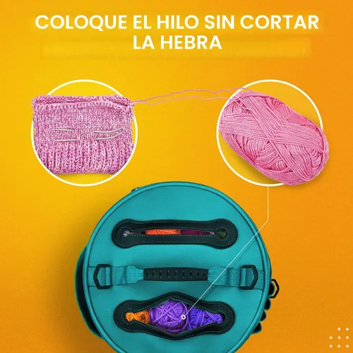 Miniatura 8 de Bolsa de almacenamiento de hilos: bolsa de hilo, organizador duradero para tejer y ganchillo con estuche de aguja Turquesa