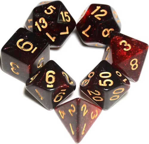 Miniatura 7 de Conjunto de dados DND transparentes rojos mezclados con blanco para juego de mesa Rojo y blanco