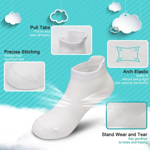 Miniatura 2 de Calcetines para niños pequeños, 25 pares de calcetines tobilleros para niños y niñas con lengüetas de tracción para niños de 1 a 13 años, calcetines