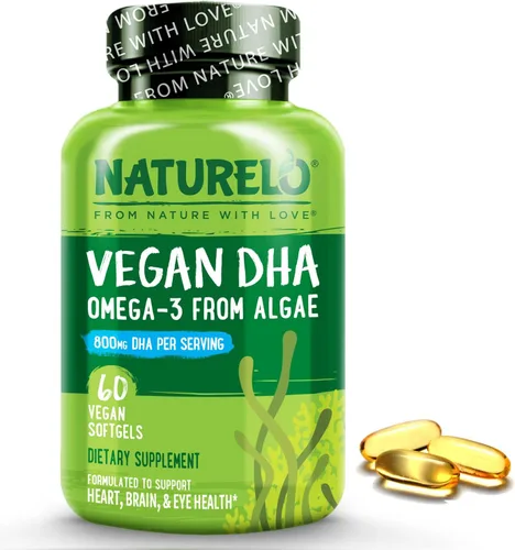 Miniatura 9 de NATURELO DHA vegano, suplemento vegano de Omega 3, 120 cápsulas blandas, apoya la salud del cerebro/corazón/ojo, complementa vitaminas prenatales