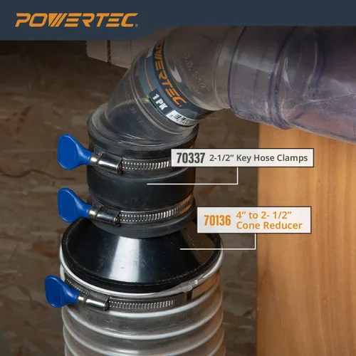 Miniatura 7 de POWERTEC 70136 cono reductor de 4" a 2-1/2". Reductor de cono de 4" a 2-1/2