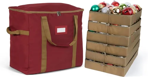 Miniatura 96 de Covermates Keepsakes Bolsa de almacenamiento ajustable para adornos, poliéster resistente, separadores acolchados y bandejas FlexGrid, organizador