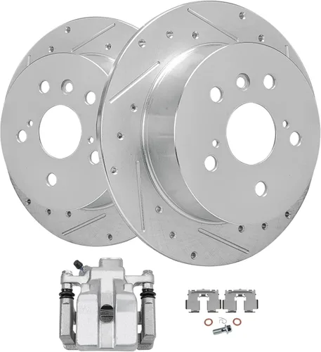 Miniatura 17 de Detroit Axle - Rotores de freno delanteros perforados y ranurados + repuesto de pinza de freno lateral del conductor para Honda Odyssey Acura MDX