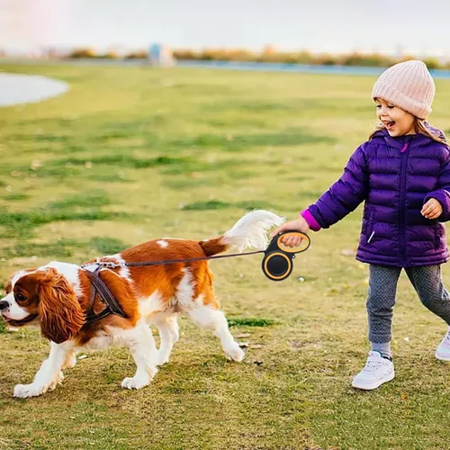Miniatura 7 de Correa retráctil para perro de 16 pies, sin enredos de 360°, resistente para perros de hasta 66 libras con mango antideslizante, correa de paseo