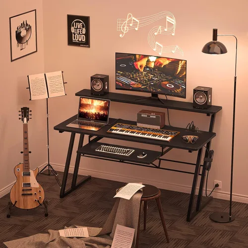 Miniatura 4 de Escritorio de producción de estudio de música Armocity - Escritorio de estudio de grabación para productor con toma de corriente, estación