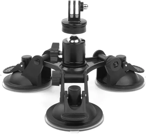 Miniatura 7 de Soporte de cámara para coche – Soporte de succión para cámara – Soporte de triple ventosa con cabeza roscada de 1/4 cabeza de bola de trípode de 360