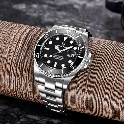 Miniatura 6 de Pagani Design - Reloj clásico mecánico de movimiento japonés automático impermeable de acero inoxidable para hombre Negro