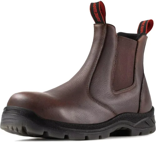 Miniatura 9 de SUREWAY Botas de trabajo sin cordones para hombre, mejoradas antideslizantes/resistentes al agua, peligro eléctrico, botas de trabajo mecánico
