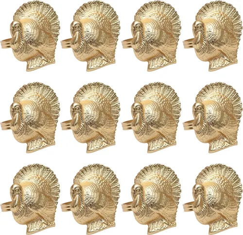 Miniatura 12 de ALPHA Living HOME Juego de 12 servilleteros de pavo y pájaros, soportes de metal modernos de alta calidad para elegantes ajustes de mesa, perfectos