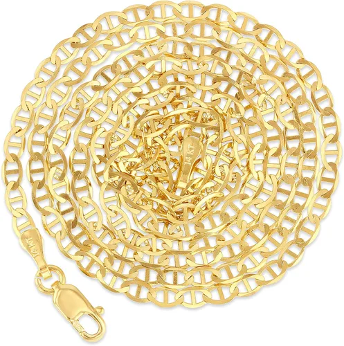 Miniatura 2 de Ioka - Collar de cadena de oro macizo real de 14 quilates de 0.098 in con cierre de langosta