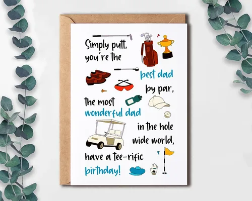 Miniatura 3 de EruditeGifts Simply Putt You're The Best Dad By Par - Divertida tarjeta de cumpleaños para papá de hijo e hija - Tarjeta de felicitación