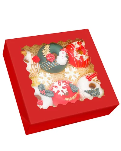Miniatura 12 de qiqee - Cajas de repostería rosas autodeslizables 50 paquetes, cajas para pasteles de 8 x 8 x 2.5 pulgadas con ventana Rosado