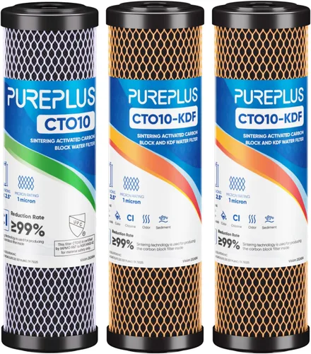 Miniatura 12 de Cartucho de filtro de agua de carbono CTO de 1 micrón, 2.5 x 10 pulgadas, repuesto para sistema de filtro de agua debajo del fregadero, Dupont
