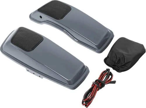 Miniatura 25 de TCT-MOTORPARTS Alforjas de mezclilla negra con tapas, bocina de 5 x 7 pulgadas, rejillas para Harley Street Glide Road King Road Glide Ultra Limited