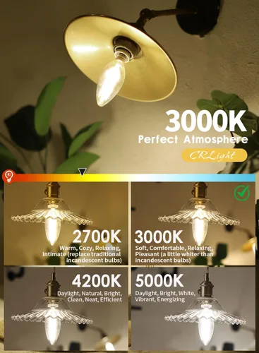 Miniatura 3 de Bombilla LED grande regulable de 8 W, equivalente a 80 W, 800 lúmenes, blanco suave de 3000 K, vela transparente B17 alargada y ampliada, filamento