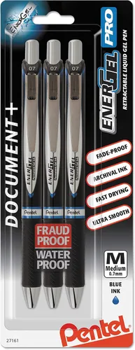 Miniatura 14 de Pentel EnerGel PRO - Bolígrafo de gel permanente, (0.028 in), línea media, archivador y resistente al agua, tinta negra, paquete de 2