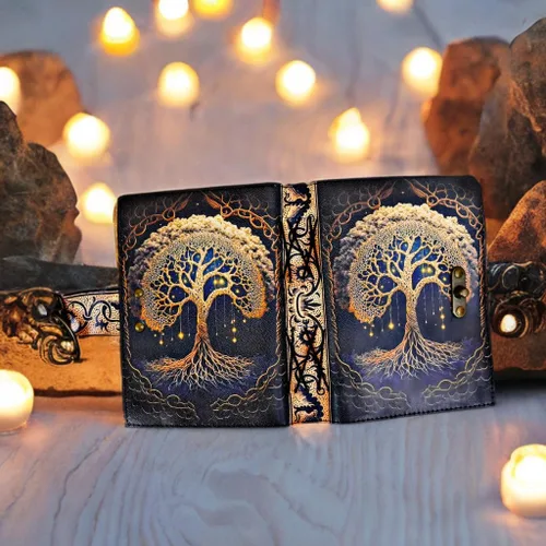 Miniatura 2 de Diario de hechizos en blanco con cierre de cerradura, diario de cuero vintage hecho a mano con árbol de la vida, diario de oración, brujería pagana