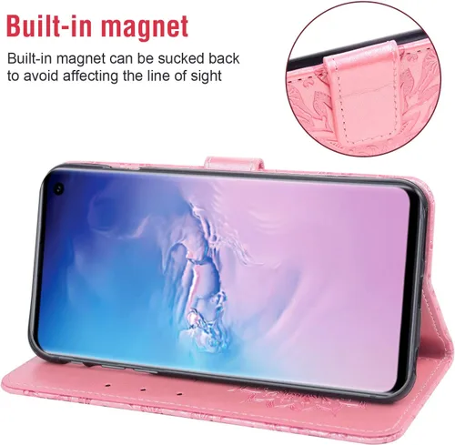 Miniatura 4 de Funda de teléfono para Samsung Galaxy S10e Cartera con protector de pantalla de vidrio templado, funda magnética de cuero, soporte para tarjetas