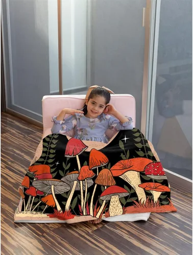 Miniatura 7 de Manta de hongos, ultra suave, cálida y ligera, de franela de forro polar con microhongos, para cama, sofá, regalo de viaje, decoración de hongos