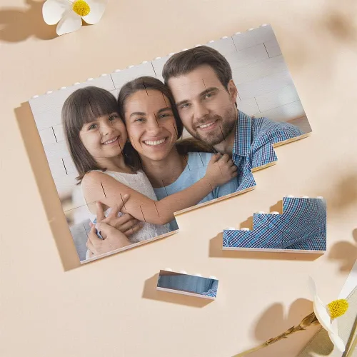 Miniatura 5 de Ladrillo de construcción personalizado Puzzle de bloques de fotos personalizados en forma horizontal Regalos personalizados para parejas