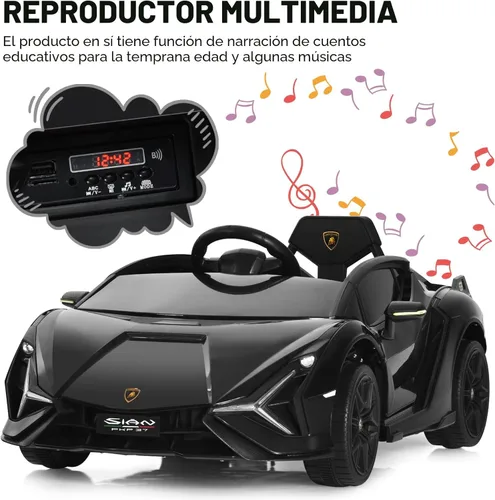 Miniatura 8 de INFANS Lamborghini Sian - Auto de paseo para niños con licencia de 12 V, con control remoto para padres, suspensión de resorte, reproductor de MP3