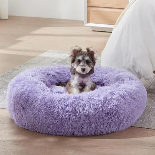 Miniatura 78 de WESTERN HOME WH Cama calmante para perros y gatos, dona acogedora anti-ansiedad, cama redonda cálida y acogedora de piel sintética, suave y azul
