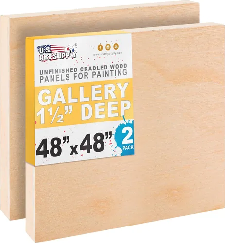U.S. Art Supply Paneles de madera acunados sin terminar de 48 x 48 pulgadas para pintura, galería de 1-1/2 pulgadas de profundidad (paquete de 2) –