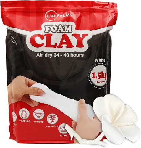 Miniatura 11 de CALPALMY Arcilla seca al aire (bolsa de 1.1 libras) – Arcilla de espuma blanca moldeable para cosplay – Arcilla suave de secado al aire para niños