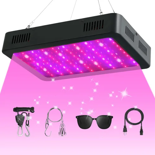 Luz LED de cultivo de 1500 W, luz de espectro completo para plantas con cadena de margarita, luces de cultivo para plantas de interior, invernadero,